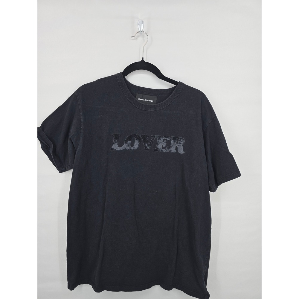 Bianca‎ Chandon Lover T-Shirt Mens Large Black Velvet Graphic Streetwear Tee
